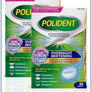Polident Overnight Whitening Dental Cleanser Lot of 2 90 Count Exp 7/28